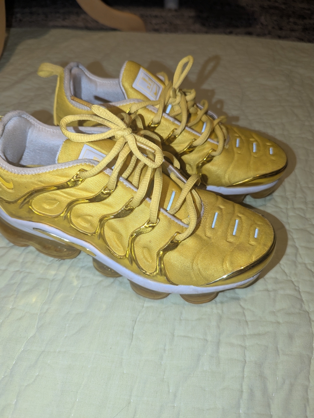 Nike Women's Yellow Athletic Sneakers with Gold Accents